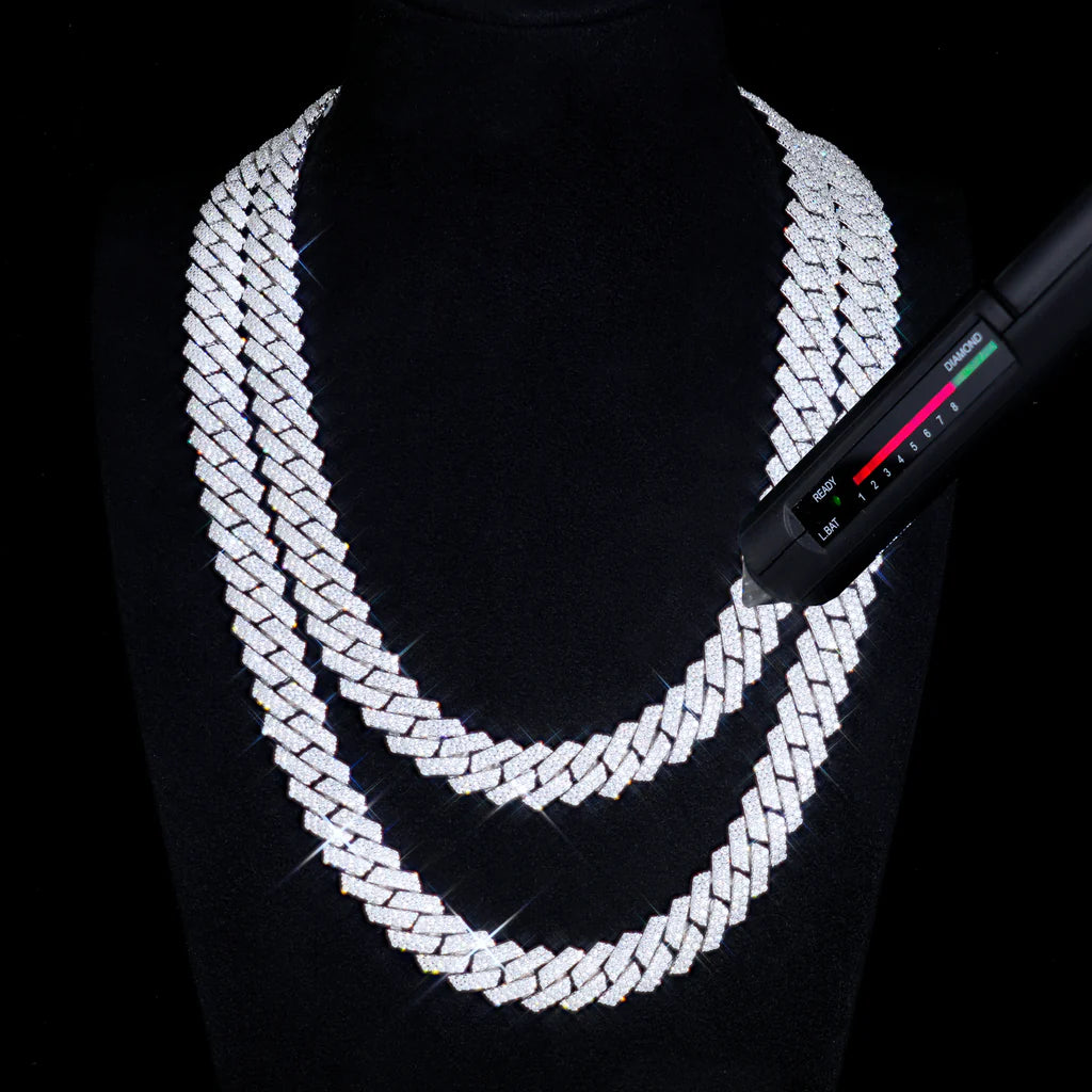 Moissanite Diamond Prong Cuban Link Chain 12MM