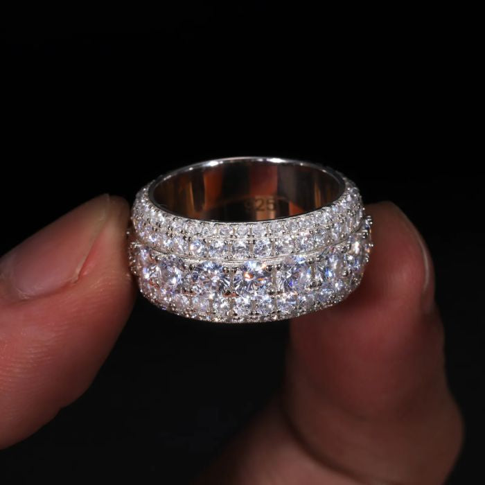 Silver Moissanite 5 Row Luxury Ring