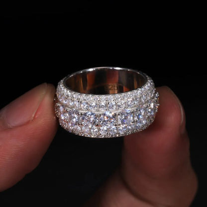 Silver Moissanite 5 Row Luxury Ring
