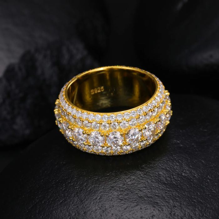White Gold Moissanite Ring 5 Row Luxury