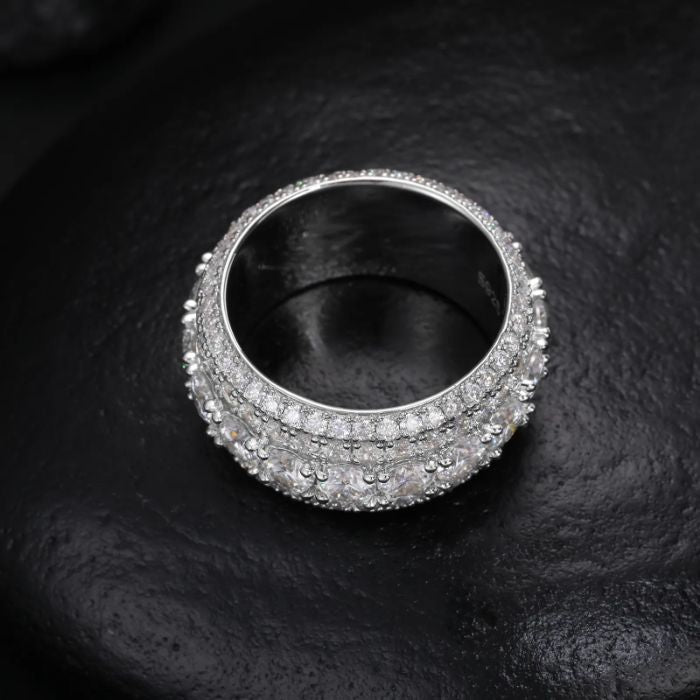 Silver Moissanite 5 Row Luxury Ring